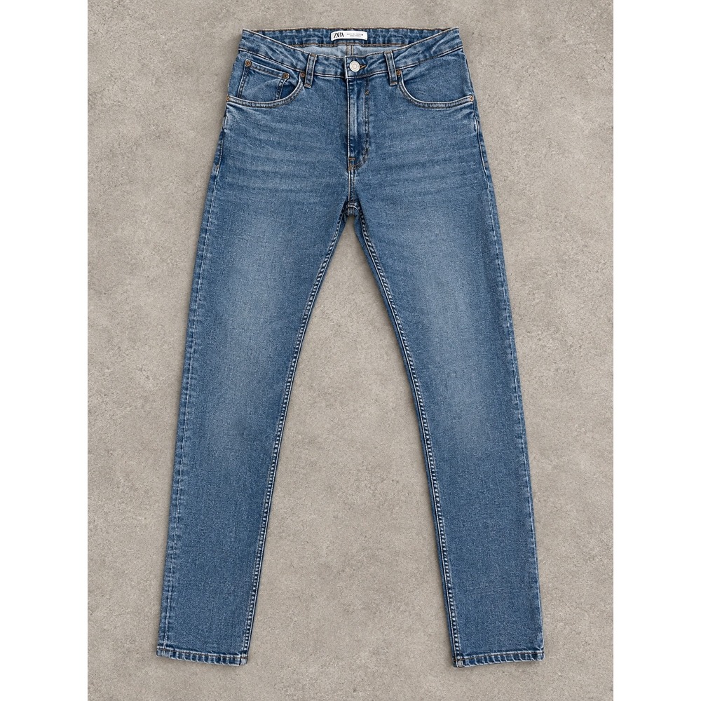 Zara Man Slim Fit Jeans Medium Wash Blue Denim Size 32 32x30